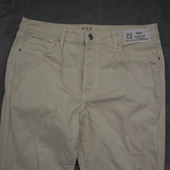 We The Free Pants Womens 28 Ivory Denim Straight Leg Mid Rise Casual Jeans - Picture 10 of 14